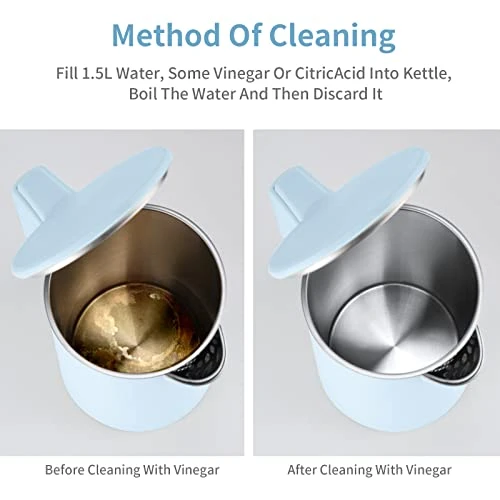 Electric Kettle, 1.7 L Double Wall Food Grade Stainless Steel Interior Water Boiler, Coffee Pot & Tea Kettle, Auto Shut-Off And Boil-Dry Protection, 1200W, 2 Year Warranty(Blue) - Image 7