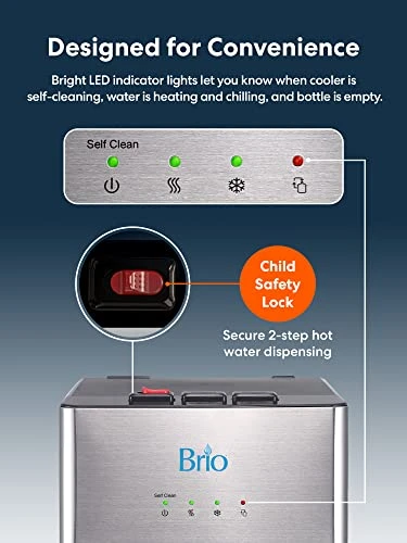 Brio Self Cleaning Bottom Loading Water Cooler Water Dispenser – Limited Edition - 3 Temperature Settings - Hot, Cold - Image 4