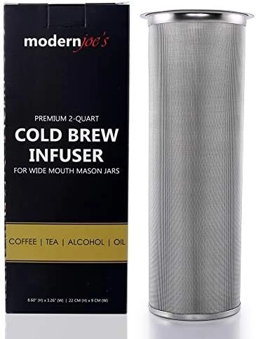 Premium Infuser Cold Coffee Maker For 2QT Wide Mouth Mason Jars By Modern Joe's. Perfect For Ice Coffee And Tea. Heavy Duty Gauge 100 Micron Mesh 304 Stainless Steel - Image 10