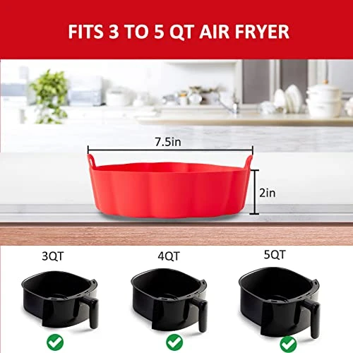 Eidsefe Air Fryer Silicone Liners, 2PCS 7.5" Food Grade Reusable Air Fryer Liner, Easy Cleaning Fits 3-5QT Airfryer Accessories - Image 4