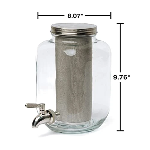 - Cold Brew Mason Jar Coffee Maker, Durable Glass, Heavy Duty Stainless Steel Filter, Lid, And Pour Spout - 4 Quart, (128 Oz / 1 Gallon)
