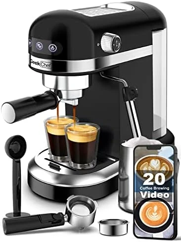 Espresso Machine 20 Bar, Fast Heating Automatic, Compact Coffee Maker With Milk Frother Steam Wand, Latte & Cappuccino Maker For Espresso, 1.4L Water Tank, 1350W - Image 5