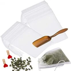 Tea Filter Bags With Free Tea Spoon, Safe & Natural Material, Disposable Tea Infuser For Loose Leaf Tea, Coffee, Spice, Herbs (300 PCS)