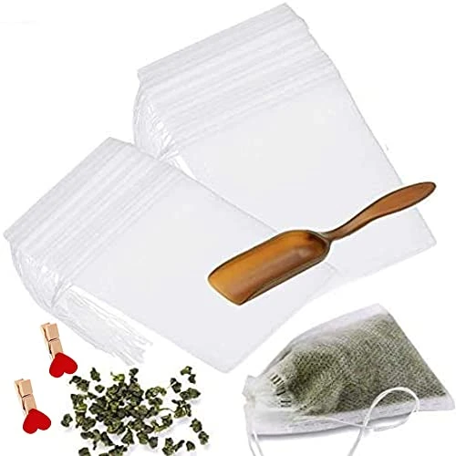 Tea Filter Bags With Free Tea Spoon, Safe & Natural Material, Disposable Tea Infuser For Loose Leaf Tea, Coffee, Spice, Herbs (300 PCS)