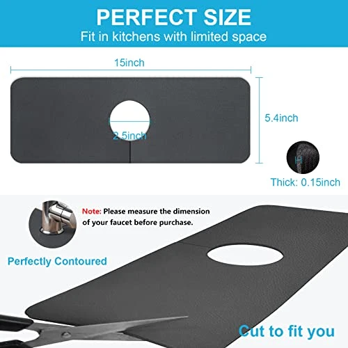 Professional Sink Faucet Mat, Water Splash Guard For Sink Faucet, Absorbent Sink Drip Catcher, 15" Ternal Sink Mat, Dish Drying Pad Behind Faucet, Drip Mat For Kitchen Bathroom, Farmhouse, RV- 2Pack - Image 2