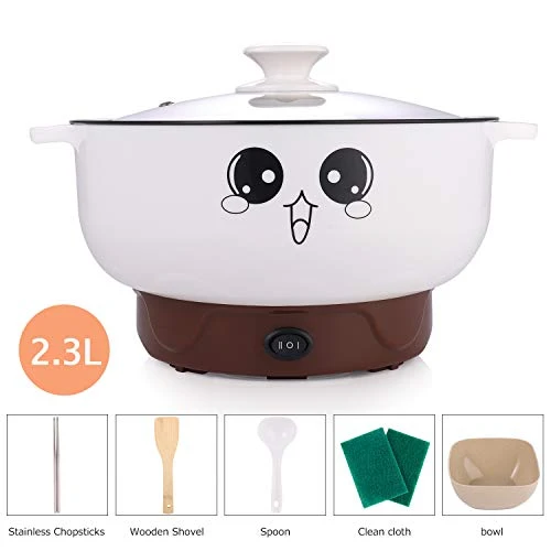 4-in-1 Multifunction Electric Cooker Skillet Wok Electric Hot Pot For Cook Rice Fried Noodles Stew Soup Steamed Fish Boiled Egg Small Non-stick With Lid (2.3L, Without Steamer) - Image 4