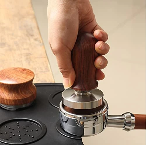 NHUNI Calibrated Espresso Tamper, Calibrated Coffee Tamper With Spring Loaded Wooden Handle Stainless Steel Flat Base (Color : E, Size : 53mm) - Image 3