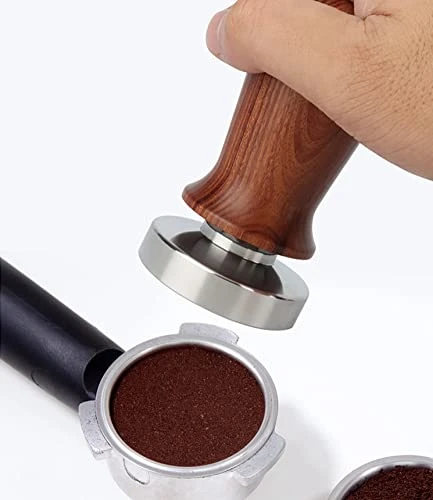 NHUNI Calibrated Espresso Tamper, Calibrated Coffee Tamper With Spring Loaded Wooden Handle Stainless Steel Flat Base (Color : E, Size : 53mm) - Image 2