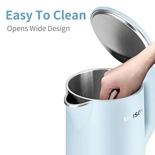 Electric Kettle, 1.7 L Double Wall Food Grade Stainless Steel Interior Water Boiler, Coffee Pot & Tea Kettle, Auto Shut-Off And Boil-Dry Protection, 1200W, 2 Year Warranty(Blue) - Image 4