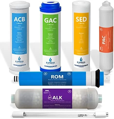 Xpress Water – 1 Year Reverse Osmosis System Filter Set – 11 Filters With 100 GPD RO Membrane, Carbon GAC ACB PAC, Sediment SED, Alkaline, And UV Filters – 10 Inch Size Replacement Water Filters - Image 6