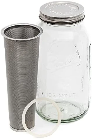 - Cold Brew Mason Jar Coffee Maker, Durable Glass, Heavy Duty Stainless Steel Filter, Lid, And Pour Spout - 4 Quart, (128 Oz / 1 Gallon) - Image 7
