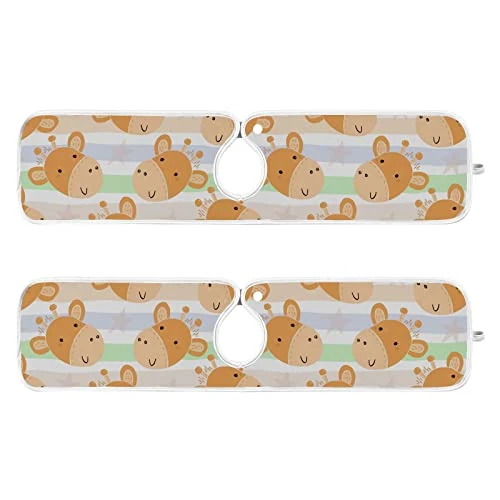 Kcldeci 2 Pack Faucet Mat Splash Guard For Kitchen Sink,Cute Giraffe Pattern Print 14x5 Inch Faucet Handle Drip Catcher Tray Absorbent Mat Fast Dry Mat For Kitchen, Bathroom