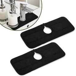 2PCS Faucet Absorbent Mat, Kitchen Faucet Splash Catcher, Microfiber Faucet Drip Splash Catcher, Washable Sink Splash Guard Behind Faucet, Water Drying Pads For Kitchen, Bathroom And RV