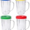 16oz Bullet Cups Compatible With Magic Bullet Blender Juicer 250W MB-1001 Party Cups Mugs With Colored Lip Rings(Pack Of 4)