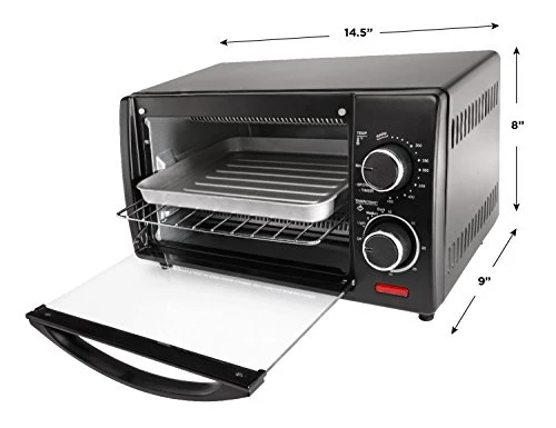4 Slice Countertop Toaster Oven W/ Variable Temperature Control And 30 Minute Timer; Cooking Functions To Bake, Broil, Toast And Keep Warm β Black - Image 4