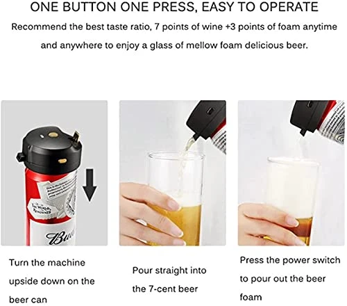 Beer Tower Dispenser, Drink Dispenser Portable Beer Foamer, Electric Ultrasonic Beer Foaming Machine, Converts Any Can Into A Nitro-Style Draft, Awesome Gift For Beer Lover, For Bars Home Party Bevera - Image 6
