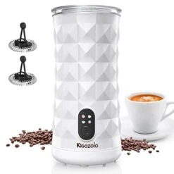 Milk Steamer And Frother: 4in1 Electric Coffee Maker With Diamond Design, Quiet Operation, Temperature Control, And Auto Shut-Off. Perfect For Homemade Lattes And Cappuccinos(white)