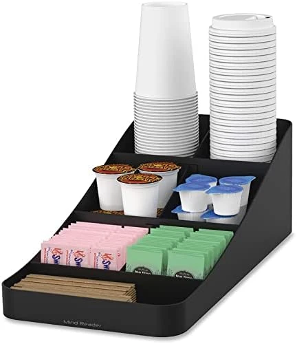 Mind Reader Anchor Collection, 7-Compartment Coffee Cup And Condiment Dispenser, Countertop Organizer, Set Of 2, Black - Image 12