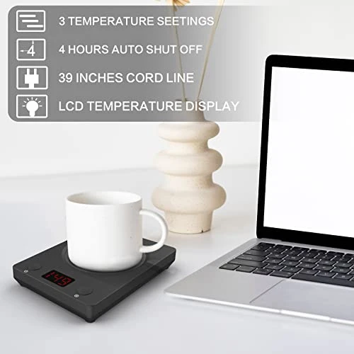 Coffee Mug Warmer Plate - Mug Warmer For Desk With Auto Shut Off, 3 Temperature Settings For Coffee, Milk, Tea Warming, Home & Office Use, Wood - Image 4