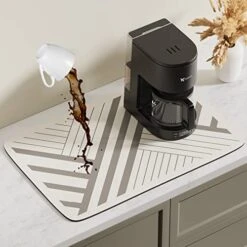 Coffee Mat - 24x16 Inch Coffee Bar Mat For Countertop, Non-Slip Rubber Backed & Spill-Proof Mat For Coffee Machines - Shock & Noise Absorbent - Coffee Accessories For Coffee Lovers