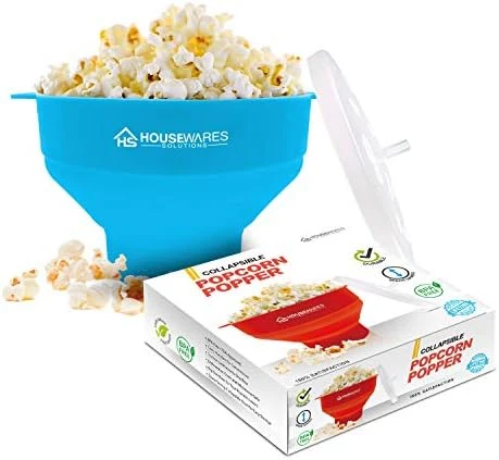 Collapsible Silicone Microwave Hot Air Popcorn Popper Bowl With Lid And Handles - Red - Image 7