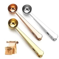 Coffee Scoop With Coffee Bag Clip, 3 PCS 2-in-1 Stainless Steel Multifunctional Coffee Measuring Spoon, Tea Scoop Bag Clip For Ground Coffee, Espresso, Coffee Beans