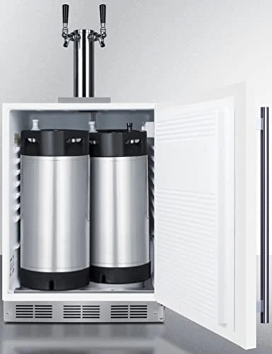 Summit Appliance SBC58WHBIADACFTWIN 24" Wide Built-in Undercounter ADA Height Commercially Listed Dual Tap Cold Brew Coffee Dispenser In White With Stainless Steel Handle, Automatic Defrost - Image 2