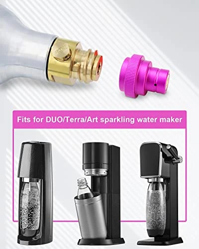 CO2 Quick Adapter Upgraded For Soda Water Bubbler Compatible With DUO/Terra/Art, Soda Maker Valve Refill Accessories For Connecting Orginal Blue CO2 Cylinder With TR21-4 Male Thread, Purple - Image 2