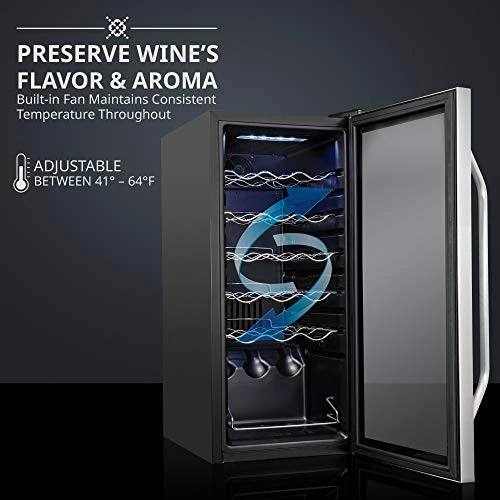 18 Bottle Compressor Wine Cooler Refrigerator W/Lock | Large Freestanding Wine Cellar For Red, White, Champagne Or Sparkling Wine | 41f-64f Digital Temperature Control Fridge Stainless Steel - Image 2