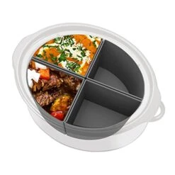 Low Cooker Divider Liner Fit 6 QT Crockpot, Reusable & Leakproof Silicone Crockpot Divider, Dishwasher Safe Cooking Liner For 6 Quart Pot (Grey)