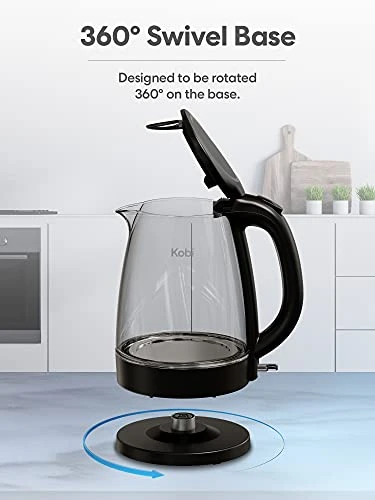 Electric Kettle 1.7 Liter Borosilicate Glass, Cordless With LED Light, Scratch And Rust Resistant. Auto Shut-Off With Boil-Dry Protection, Heat Resistant Handle, Rapid Boil, BPA Free - Image 4