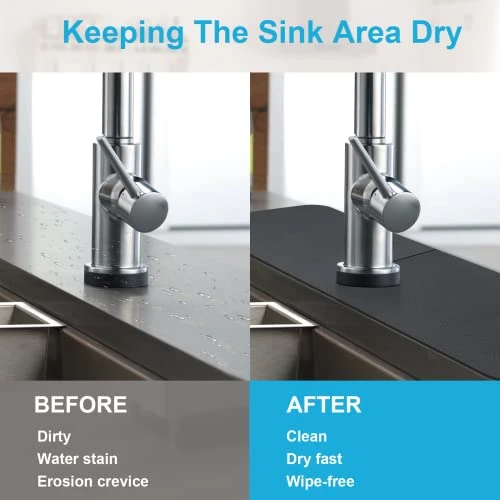 Professional Sink Faucet Mat, Water Splash Guard For Sink Faucet, Absorbent Sink Drip Catcher, 15" Ternal Sink Mat, Dish Drying Pad Behind Faucet, Drip Mat For Kitchen Bathroom, Farmhouse, RV- 2Pack - Image 3