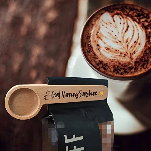Funny Coffee Scoop, Gift For Coffee Lover, Women, Coffee Connoisseur, Coffee Bag Clip, Personalized Coffee Spoon, Coffee Decor, Wooden Coffee Scoop, Measure Spoon, Coffee Gift, Good Morning Sunshine - Image 4