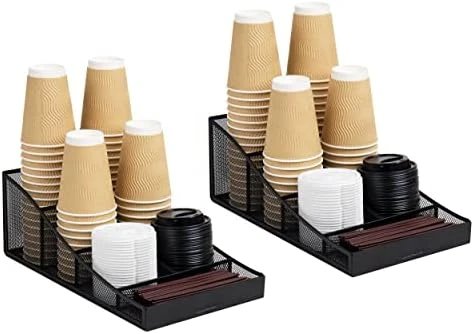 Mind Reader Anchor Collection, 7-Compartment Coffee Cup And Condiment Dispenser, Countertop Organizer, Set Of 2, Black - Image 8