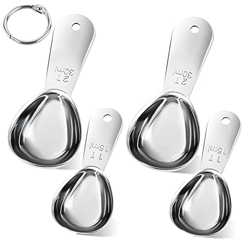 Coffee Scoops Set Of 4, Stainless Steel Coffee Scoops, 2 Coffee Tablespoons (30ml), 2 Measuring Tablespoons (15ml) Coffee Measuring Spoons For Tea, Sugar, Spice Ect (2x15ml+2x30ml Scoops)
