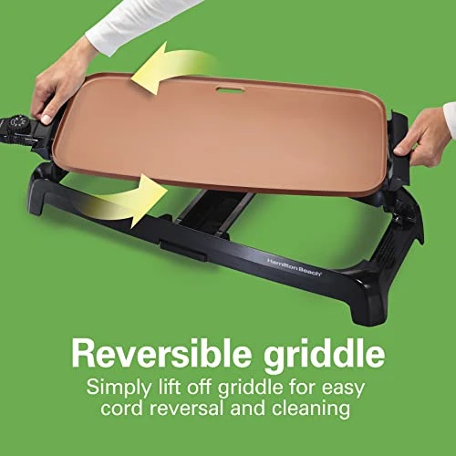 Hamilton Beach Durathon Ceramic Electric Skillet With Removable 12x15β Pan (38529K) & Durathon Ceramic Griddle Electric With 200 Square Inch PTFE & PFOA Free Cooking Surface (38519R) - Image 6