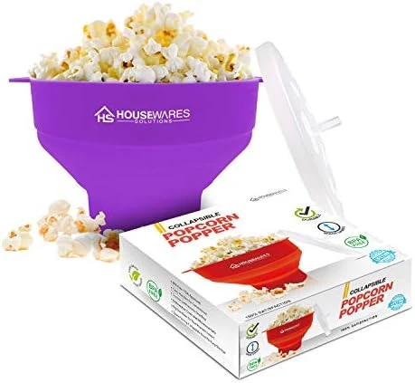 Collapsible Silicone Microwave Hot Air Popcorn Popper Bowl With Lid And Handles - Red - Image 12
