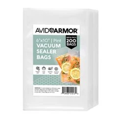 Vacuum Sealer Bags 200 Pint 6x10" Size For Food Saver, Seal A Meal Vac Sealers, BPA Free, Heavy Duty, Meal Prep And Sous Vide Vacume Safe, Universal Designed Food Storage Bag
