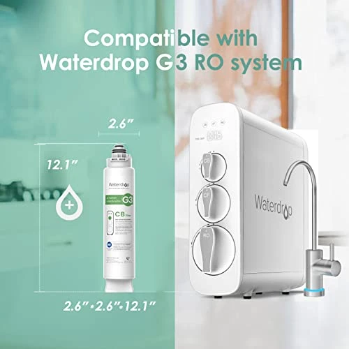 Waterdrop WD-G3-CB Filter, Replacement For WD-G3-W, WD-G3P600 And WD-G3P800-W Reverse Osmosis System, 1-year Lifetime, New Logo Design - Image 2