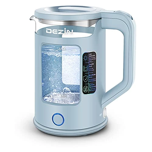 Ezin Electric Kettle With Keep Warm Function, BPA Free Window-Glass Double Wall Design Electric Tea Kettle, 1.5L Bicolor LEDHot Water Kettle With Auto Shut-Off And Boil Dry Protection For Coffee, Tea