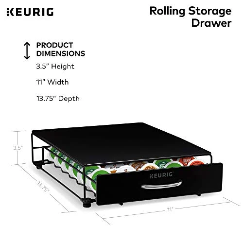 Keurig® Under Brewer Storage Drawer, Coffee Pod Storage, Holds Upto 35 Keurig K-Cup Pods, Black