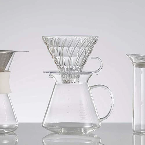 Hario "Simply Glass V60 Pour Over Set With Glass Server, Scoop And Filters, Size 02, Clear - Image 2