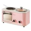 MBJ Bread Maker 3 In 1 Breakfast Maker Bread Toaster For Sandwiches Maker Electric Mini Oven Multifunctional Pancake Maker Frying Pan Machine (Color : Pink)