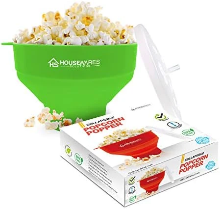 Collapsible Silicone Microwave Hot Air Popcorn Popper Bowl With Lid And Handles - Red - Image 10