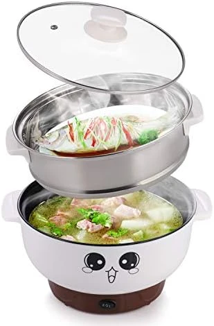 4-in-1 Multifunction Electric Cooker Skillet Wok Electric Hot Pot For Cook Rice Fried Noodles Stew Soup Steamed Fish Boiled Egg Small Non-stick With Lid (2.3L, Without Steamer) - Image 9