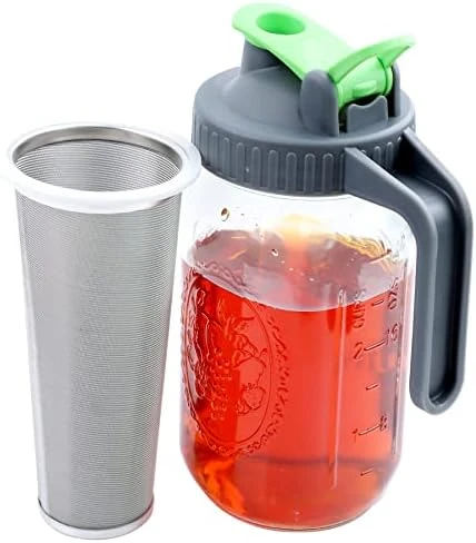 Cold Brew Coffee Maker Mason Jar 32 Oz Wide Mouth Mason Jar Iced Coffee Tea Pitcher With Coffee Filter Airtight & Leak-Proof Pitcher 1 Quart - Image 6
