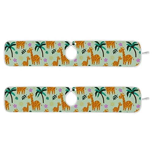 Kcldeci 2 Pack Faucet Mat Splash Guard For Kitchen Sink,Cartoon Summer Giraffes Pattern 23x5 Inch Faucet Handle Drip Catcher Tray Absorbent Mat Fast Dry Mat For Kitchen, Bathroom - Image 2