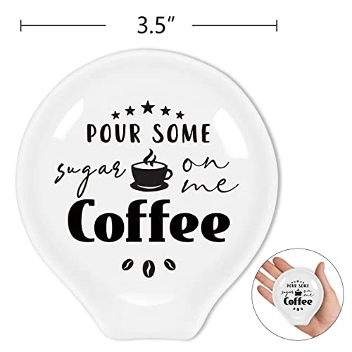 Funny Coffee Quote Ceramic Coffee Spoon Holder-Coffee Spoon Rest -Coffee Station Decor Coffee Bar Accessories-Coffee Lovers Gift For Women And Men (Pour Some Sugar On Me) - Image 2