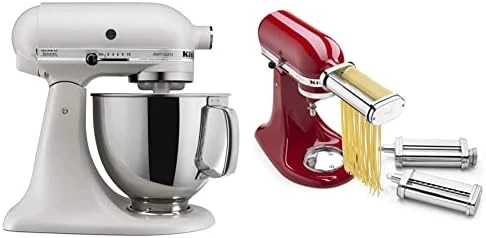 KitchenAid KSM150PSAQ Artisan Series 5-Qt. Stand Mixer With Pouring Shield - Aqua Sky & KSM2FPA Food Processor Attachment, Dicing Kit, Silver - Image 8