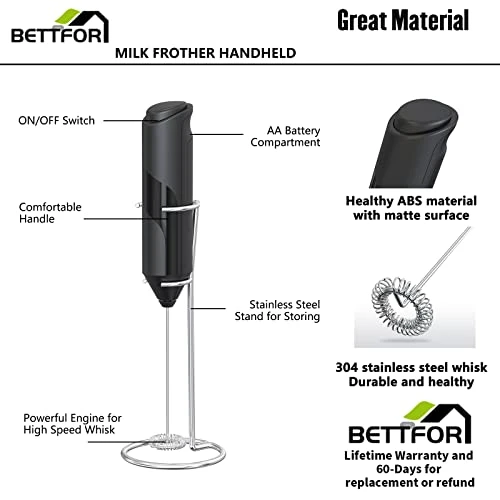 Electric Milk Frother Handheld With Stand Battery Powered Coffee Whisk Frother, Drink Mixer Handheld For Coffee, Frappe, Latte, Matcha, Hot Chocolate - Image 2